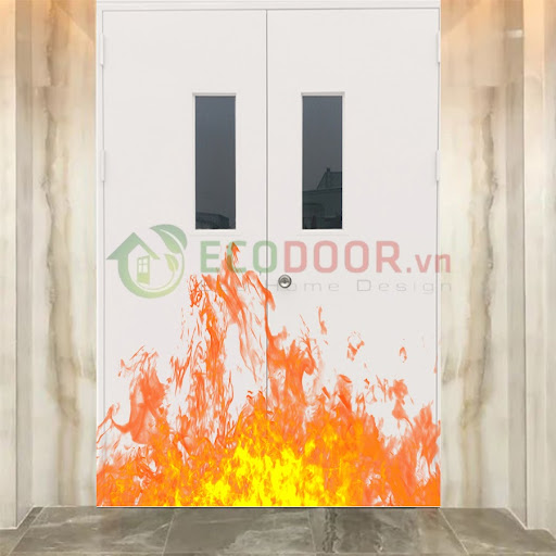 Lớp sơn tĩnh điện bề mặt cửa thép chống cháy màu trắng được thiết kế an toàn, khoa học