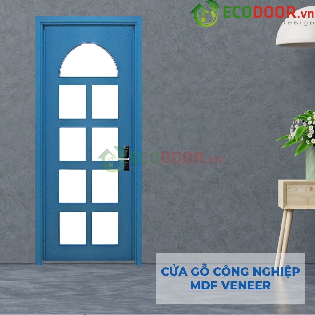 Cửa gỗ công nghiệp MDF Veneer P1G9 xanh da trời