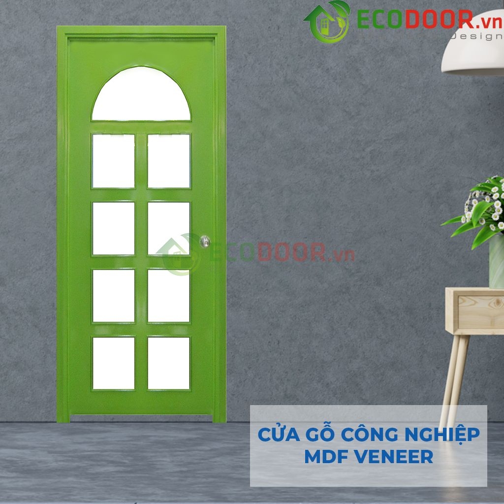Cửa gỗ công nghiệp MDF Veneer P1G9 xanh lá