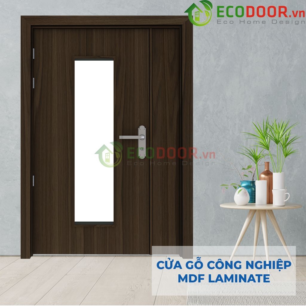 Mẫu cửa gỗ công nghiệp 2 cánh HDF Laminate 2P1G1-ECD