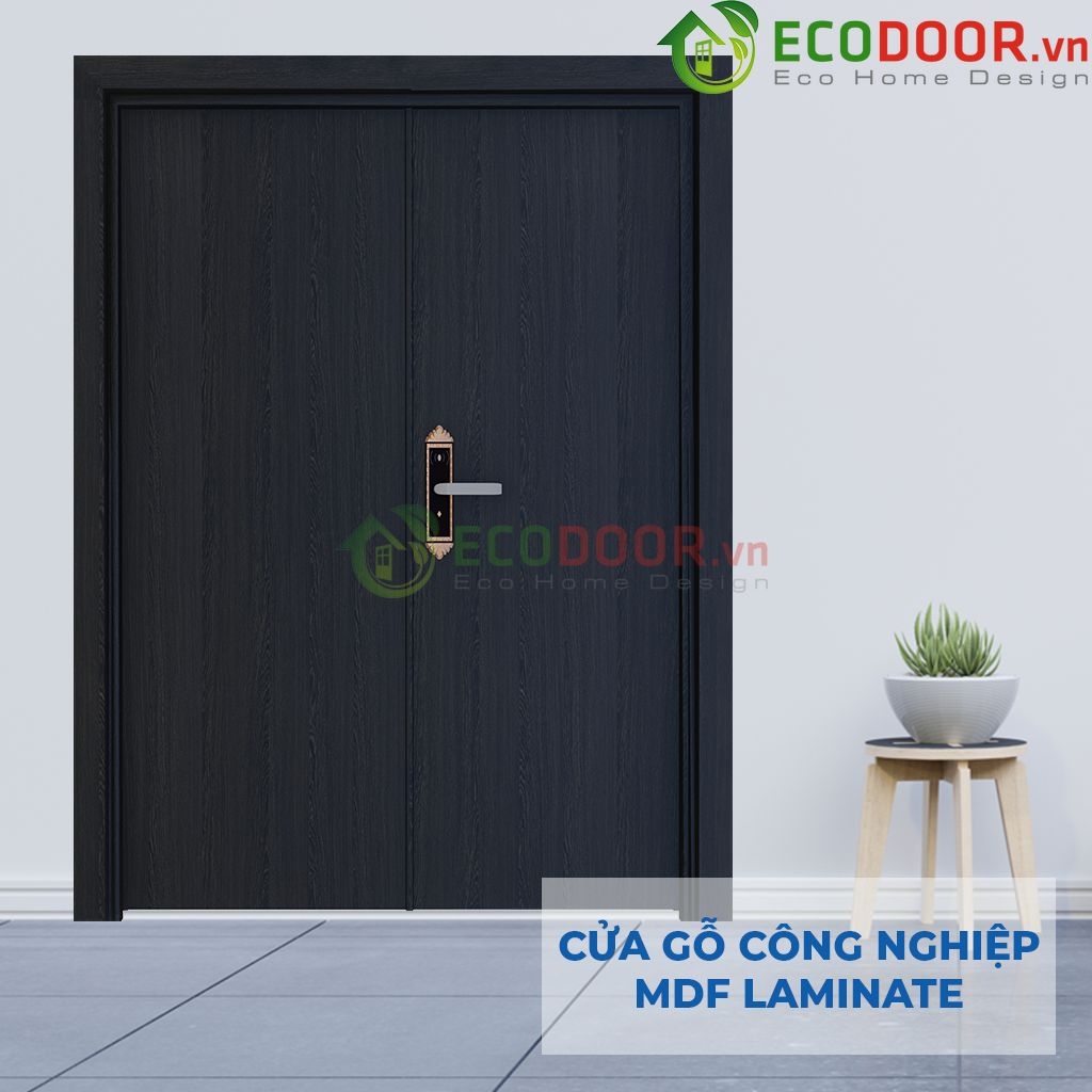 Mẫu cửa gỗ công nghiệp 2 cánh MDF Laminate 2P1-ECD