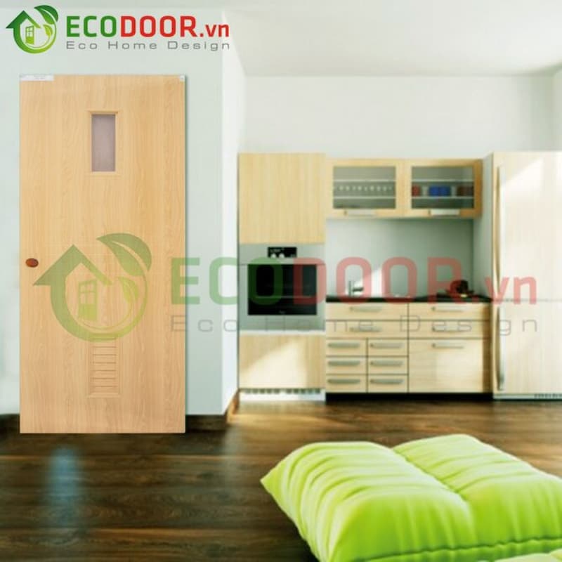 Mẫu cửa nhựa composite có ô kính tại EcoDoor