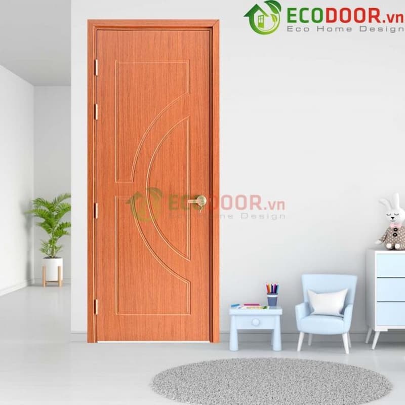 Mẫu cửa nhựa giả gỗ màu sáng tại EcoDoor 