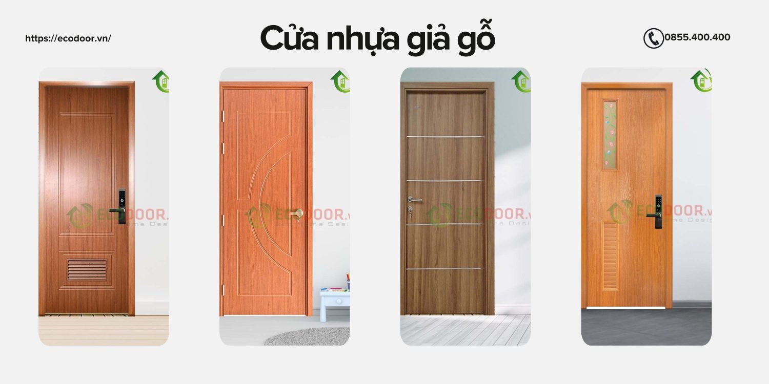 Mẫu cửa nhựa giả gỗ Đồng Tháp loại cánh phẳng