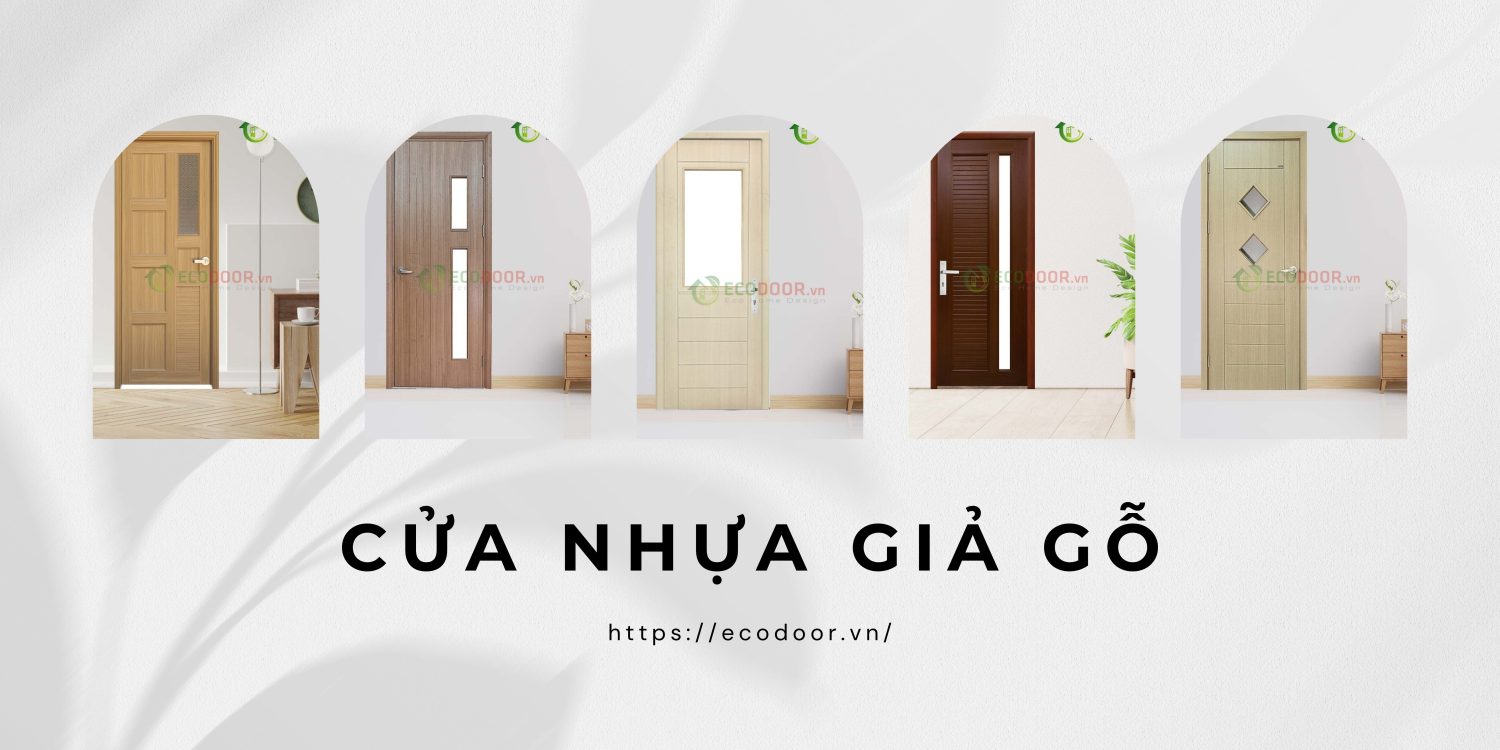 Mẫu cửa nhựa giả gỗ Đồng Tháp loại có ô kính