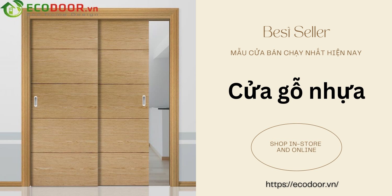 Mẫu cửa gỗ nhựa 2 cánh kiểu lùa được sản xuất bởi EcoDoor