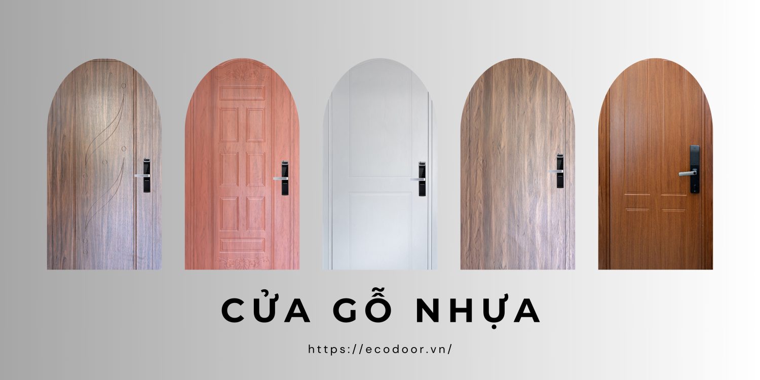 Mẫu cửa gỗ nhựa có khoá điện tử sang trọng, hiện đại 