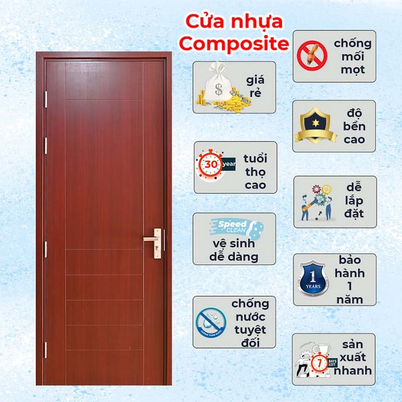 Mẫu cửa gỗ nhựa thông phòng Composite