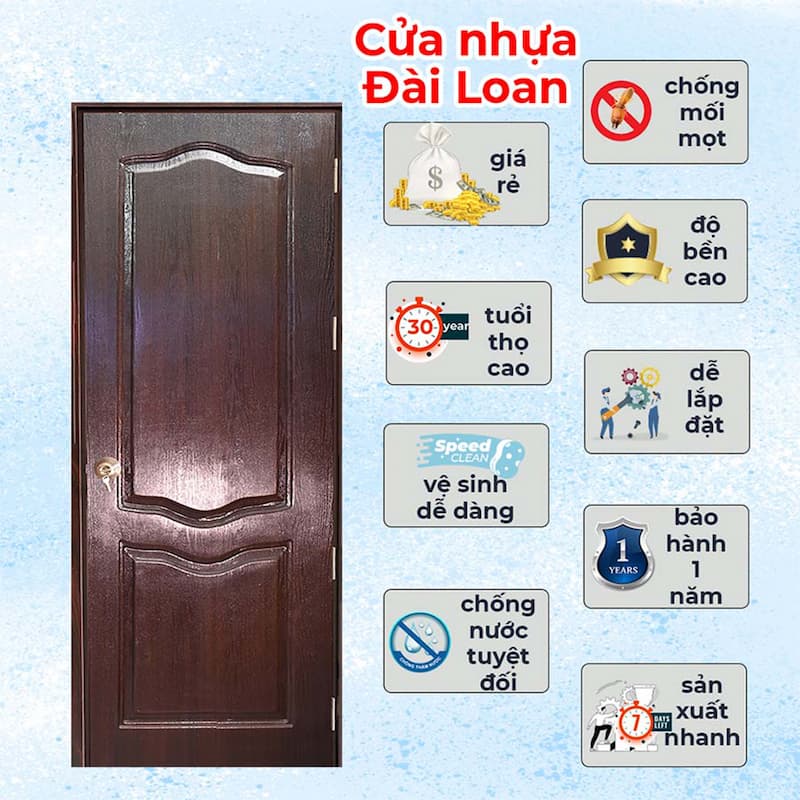 Mẫu cửa gỗ nhựa Vĩnh Long loại Đài Loan