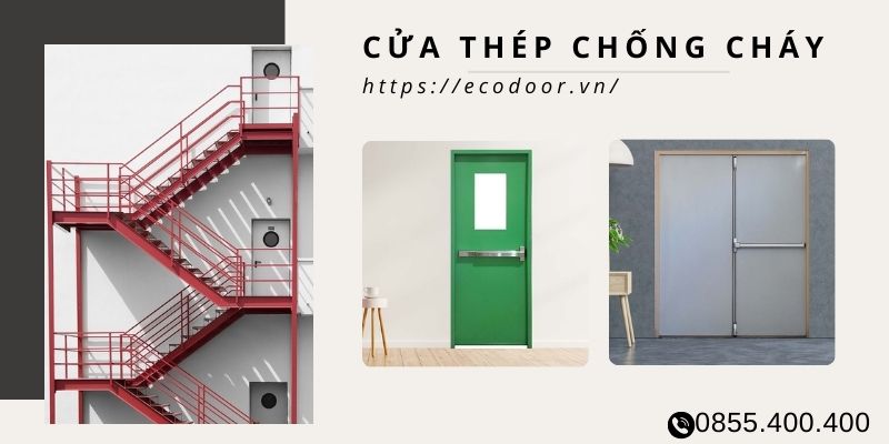 Mẫu cửa thép chống cháy được ứng dụng làm cửa thoát hiểm được sản xuất bởi EcoDoor